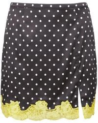 Fleur du Mal - Juliet Polka-Dot Lace-Trim Mini Skirt - Lyst