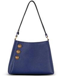 Balmain - Borsa a mano e a spalla emblema in pelle di vitello granulata - Lyst