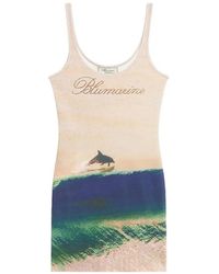 Blumarine - Robe Imprimée Nervurée - Lyst