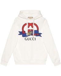 Gucci - Logo Print Cotton Hoodie - Lyst