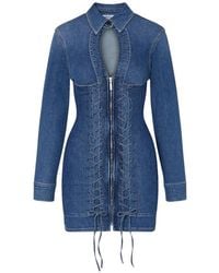 Liu Jo - Lace-Up Denim Mini Dress - Lyst