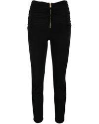 Pinko - Gathered-detailed Slim-fit Trousers - Lyst