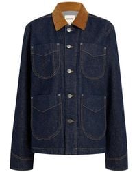 KHAITE - Wyatt Corduroy-Collar Denim Jacket - Lyst
