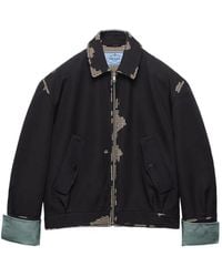 Prada - Bonded-Leather And Houndstooth Jacket - Lyst