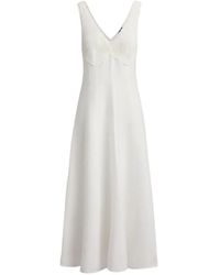 Polo Ralph Lauren - Crochet-Detail V-Neck Midi Dress - Lyst