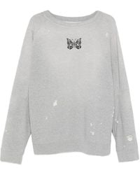 Needles - Butterfly-Patch Distressed Sweater - Lyst