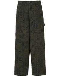 Marc Jacobs - Monogram-print Distressed Wide-leg Jeans - Lyst