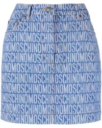 Moschino - Monogram-print Denim Mini Skirt - Lyst