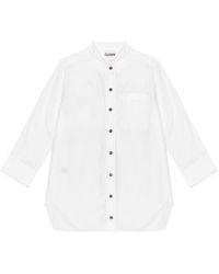 Ganni - Spread-collar Organic-cotton Shirt - Lyst