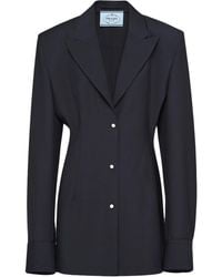 Prada - Single-Breasted Mohair Shirt Jacket - Lyst