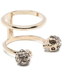 McQueen - Skull-Motif Double Ring - Lyst