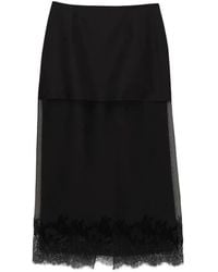 Carven - Lace-Trim Straight Midi Skirt - Lyst