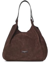 Gianni Chiarini - Large Dua Suede Logo-Patch Shoulder Bag - Lyst