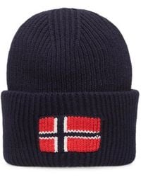 Napapijri - Evei Flag-Patch Ribbed-Knit Beanie Hat - Lyst