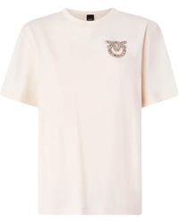 Pinko - T-Shirt With Love Birds Jewel Detail - Lyst