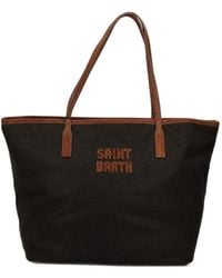 MC2 Saint Barth - Military Medium City Waxed Bag With Logo Embroidery - Lyst
