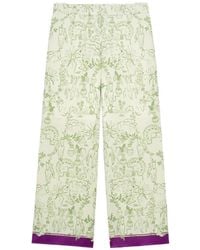 Shanghai Tang - Pantalon Palazzo Imprimé En Soie Mulberry - Lyst