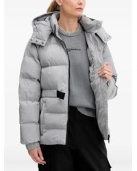 Karl Lagerfeld - Hooded Belted Puffer Jacket - Lyst