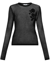 Ganni - Gehäkelter Pullover mit Blumenapplikation - Lyst