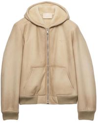 Prada - Shearling Bomber Jacket - Lyst