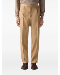 ZEGNA - Cotton And Wool Trousers - Lyst