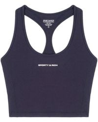 Sporty & Rich - Logo-Print Cropped Tank Top - Lyst