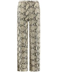 Alysi - Snakeskin-Effect Leather Trousers - Lyst