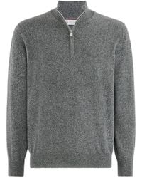 Brunello Cucinelli - Mouliné Cashmere Sweater With Half Zip - Lyst