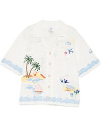 CASABLANCA - Crochet-Knit Embroidered Shirt - Lyst