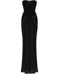 Dolce & Gabbana - Vestido largo con corsé de encaje - Lyst