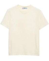 Prada - Triangle-Logo Jersey T-Shirt - Lyst