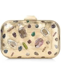 Jimmy Choo - Pochette Cloud En Et Métal Texturé Et Cristal Avec Fermoir Cube - Lyst