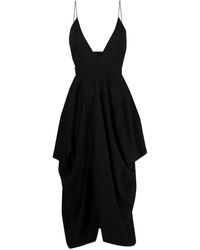 Stella McCartney - Plunge-Neck Draped Midi-Dress - Lyst