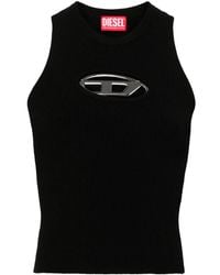 DIESEL - Top en maille cut-out avec plaque à logo - Lyst