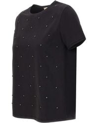 Kaos - T-Shirt Met Ronde Hals Verfraaid Met Pailletten - Lyst