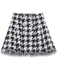 Balmain - Skirt With Houndstooth Pattern - Lyst