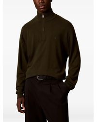 Calvin Klein - Quarter-Zip Logo-Embroidered Sweater - Lyst