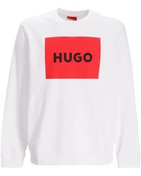 HUGO - Logo-Print Cotton Sweatshirt - Lyst