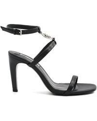 KARL LAGERFELD - Logo-Plaque Leather Heeled Sandals - Lyst