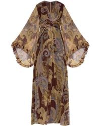 Etro - Paisley-Print Silk Maxi Dress - Lyst