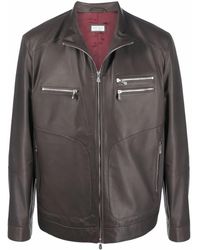 Brunello Cucinelli - Zip-Up Leather Jacket - Lyst