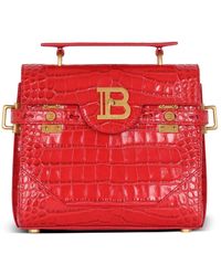 Balmain - B-buzz 23 Bag In Crocodile-print Leather - Lyst