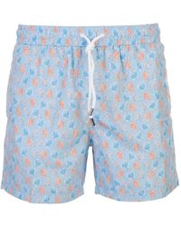 Fedeli - Print-Detail Drawstring Swim Shorts - Lyst