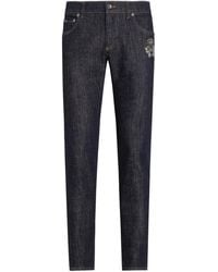 Dolce & Gabbana - Jean Skinny En Coton Stretch À Écusson - Lyst
