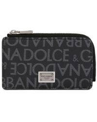 Dolce & Gabbana - Portefeuille zippé à logo en jacquard - Lyst