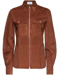 Ferragamo - Suede Zipped Shirt Jacket - Lyst