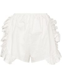 Ioana Ciolacu - Peony Ruffle-trim Cotton Shorts - Lyst