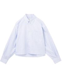 A.P.C. - Striped Cropped Shirt - Lyst