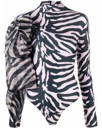 Atu Body Couture - Animal-print Bow Detail Bodysuit - Lyst