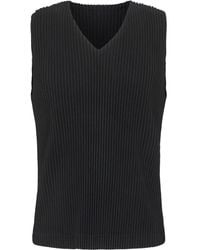 Homme Plissé Issey Miyake - Débardeur Plissé À Col V - Lyst